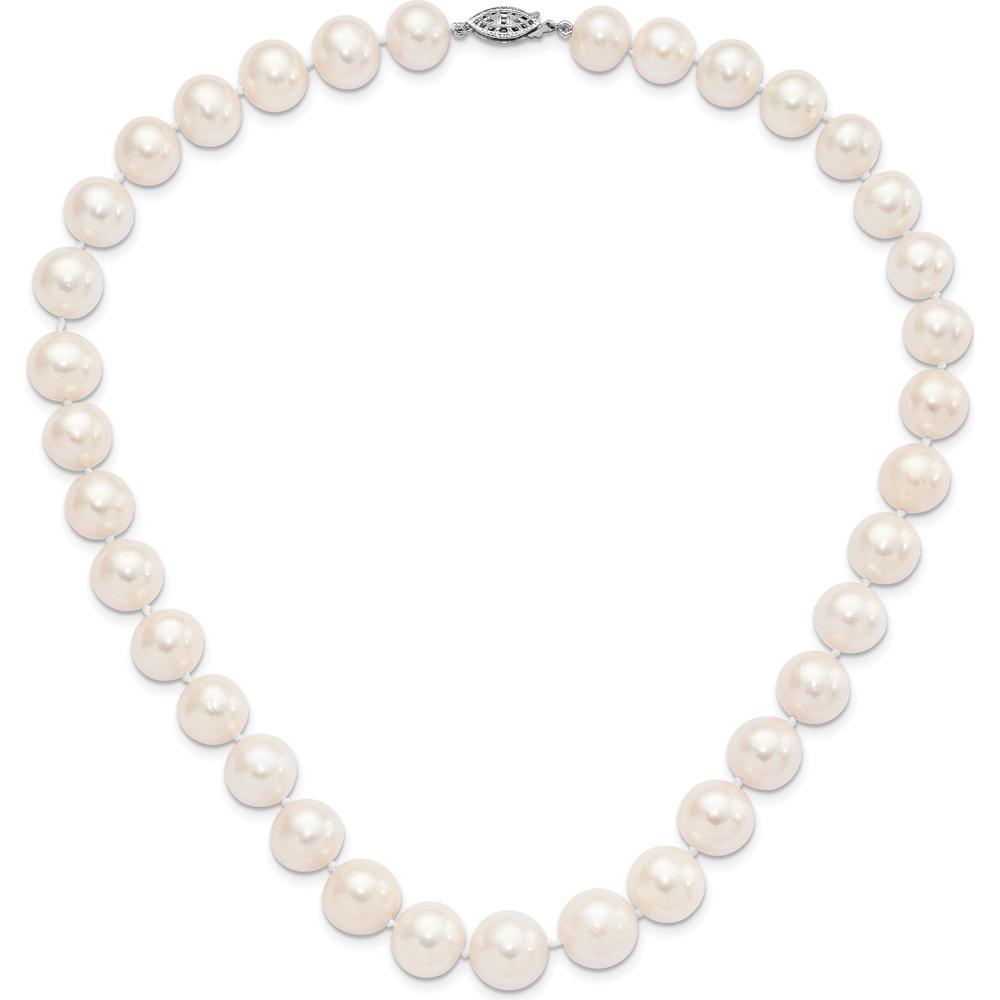 Sterling Silver Rhodium-Plated 20" Freshwater Cultured Pearl Necklace - 11-12mm Pearls by Monteluci Fine Jewelry