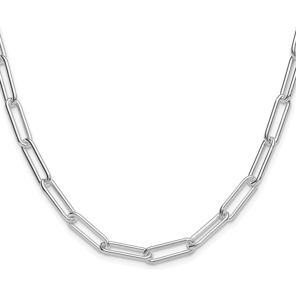 Sterling Silver Rhodium-Plated 20" Paperclip Chain Necklace - 5.5mm Width by Lumare Gioia
