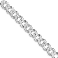 Sterling Silver Rhodium-Plated 20" Pavé Curb Chain Necklace - Polished Finish by Lumare Gioia