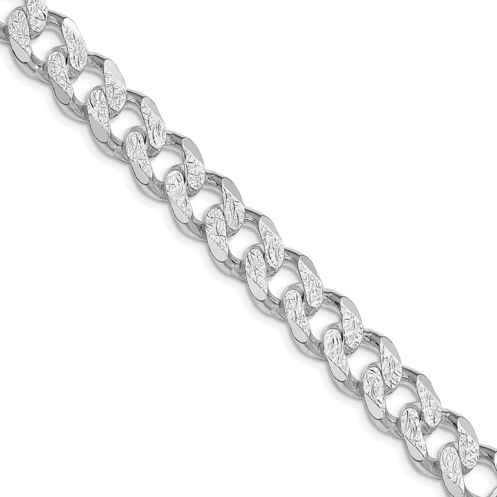Sterling Silver Rhodium-Plated 20" Pavé Curb Chain Necklace - Polished Finish by Lumare Gioia