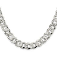 Sterling Silver Rhodium-Plated 20" Pavé Curb Chain Necklace - Polished Finish by Lumare Gioia