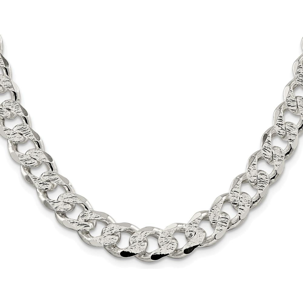 Sterling Silver Rhodium-Plated 20" Pavé Curb Chain Necklace - Polished Finish by Lumare Gioia