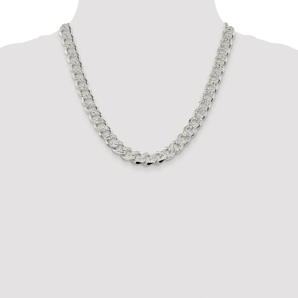 Sterling Silver Rhodium-Plated 20" Pavé Curb Chain Necklace - Polished Finish by Lumare Gioia