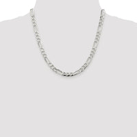 Sterling Silver Rhodium-Plated 20" Pavé Flat Figaro Chain - 7mm Width by Lumare Gioia