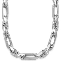 Sterling Silver Rhodium-Plated 20" Polished Figaro Rope Chain Necklace by Lumare Gioia