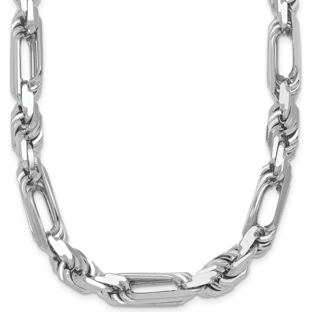 Sterling Silver Rhodium-Plated 20" Polished Figaro Rope Chain Necklace by Lumare Gioia