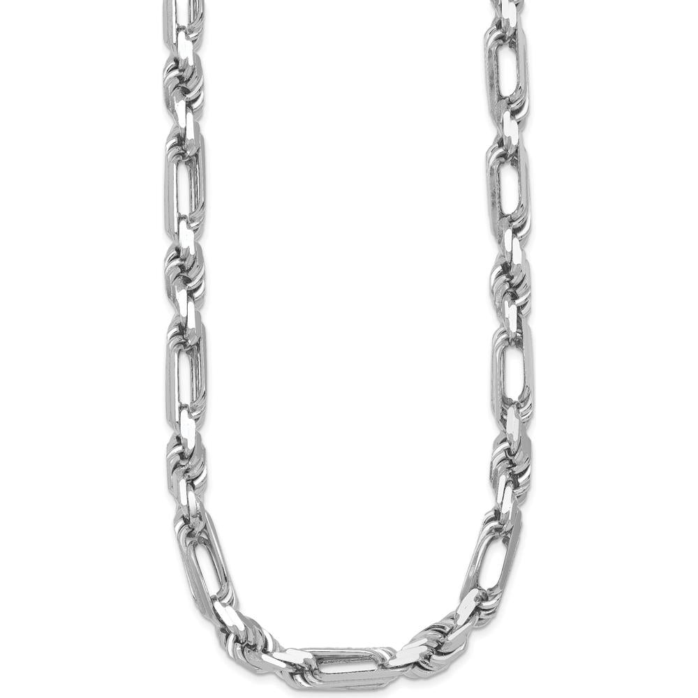 Sterling Silver Rhodium-Plated 20" Polished Figaro Rope Chain Necklace by Lumare Gioia