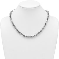 Sterling Silver Rhodium-Plated 20" Polished Figaro Rope Chain Necklace by Lumare Gioia