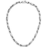 Sterling Silver Rhodium-Plated 20" Polished Figaro Rope Chain Necklace by Lumare Gioia