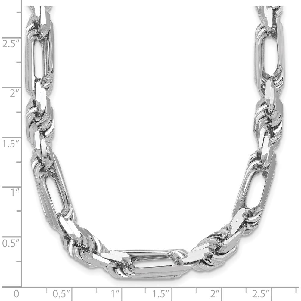 Sterling Silver Rhodium-Plated 20" Polished Figaro Rope Chain Necklace by Lumare Gioia