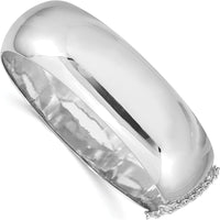 Sterling Silver Rhodium-Plated 20mm Fancy Hinged Bangle Bracelet - Polished Finish by Lumare Gioia