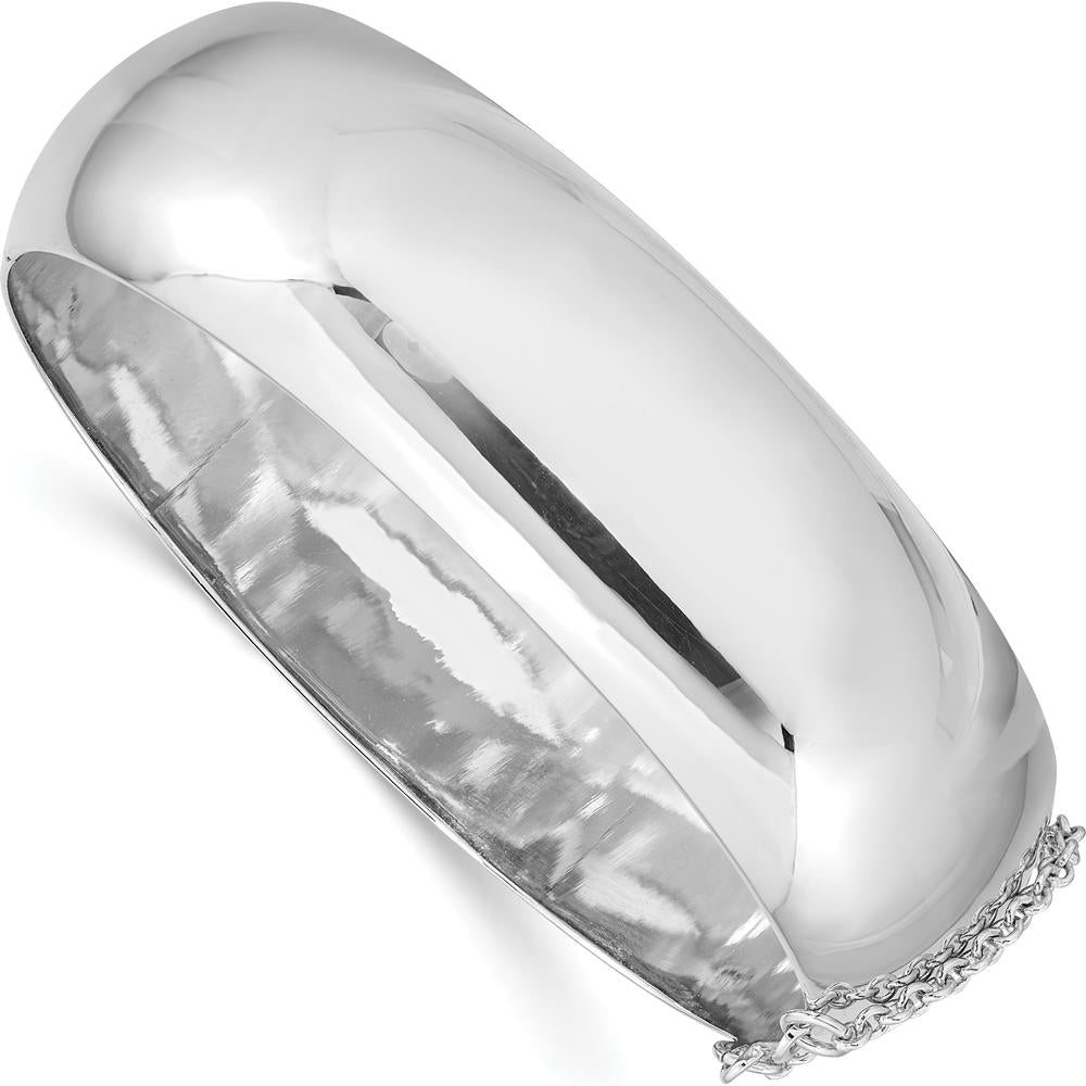 Sterling Silver Rhodium-Plated 20mm Fancy Hinged Bangle Bracelet - Polished Finish by Lumare Gioia