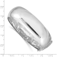 Sterling Silver Rhodium-Plated 20mm Fancy Hinged Bangle Bracelet - Polished Finish by Lumare Gioia