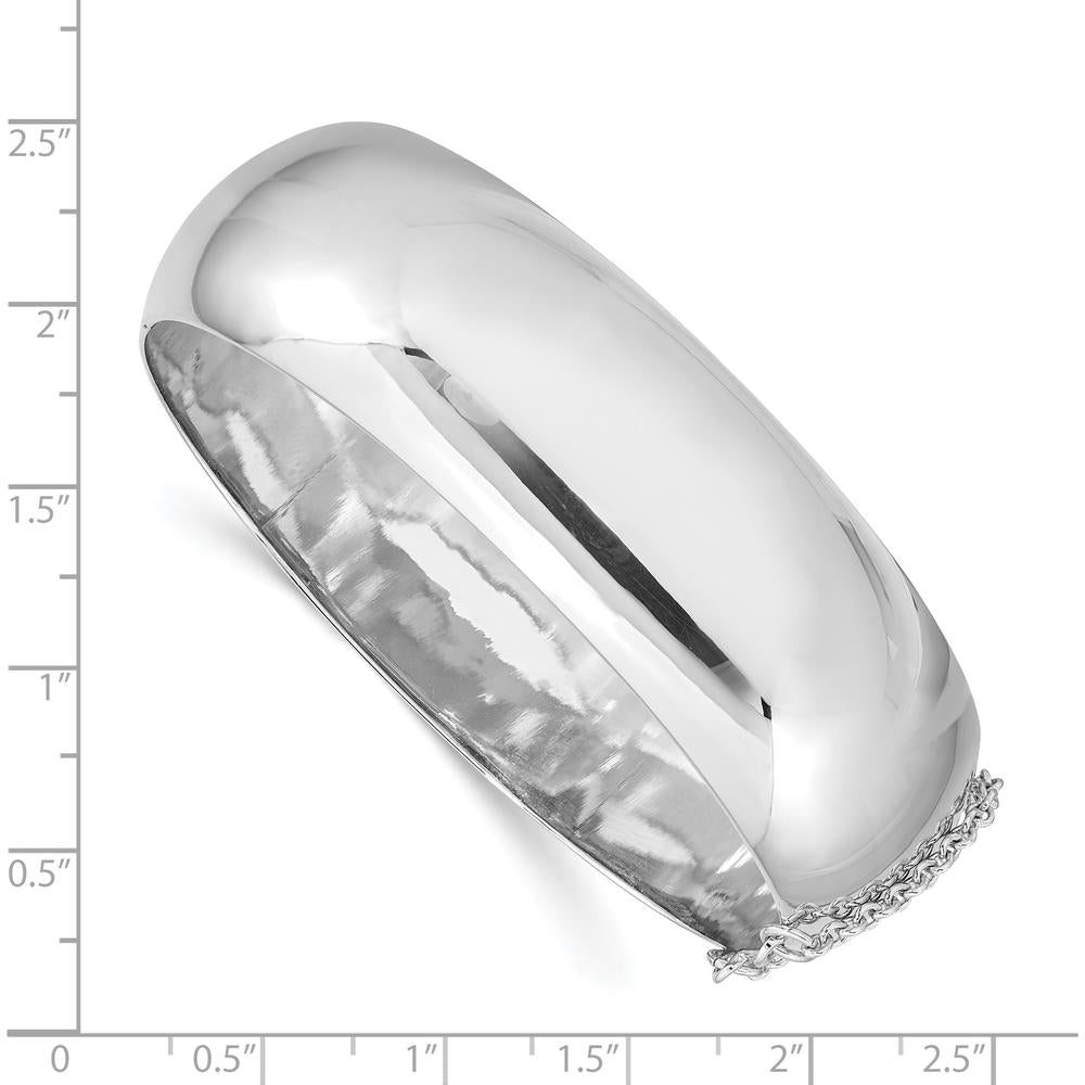 Sterling Silver Rhodium-Plated 20mm Fancy Hinged Bangle Bracelet - Polished Finish by Lumare Gioia