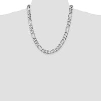 Sterling Silver Rhodium-Plated 22" 10.75mm Figaro Chain with Lobster Clasp by Lumare Gioia