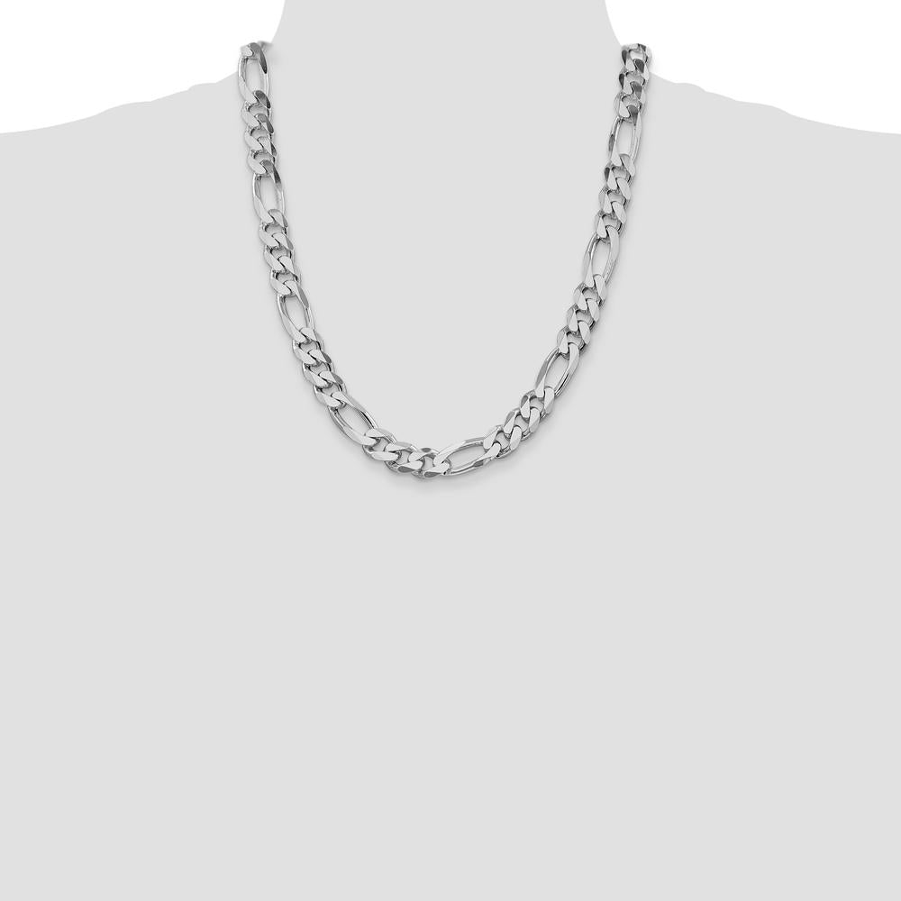 Sterling Silver Rhodium-Plated 22" 10.75mm Figaro Chain with Lobster Clasp by Lumare Gioia