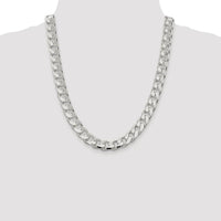 Sterling Silver Rhodium-Plated 22" 11mm Domed Diamond-Cut Curb Chain Necklace by Lumare Gioia