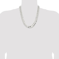 Sterling Silver Rhodium-Plated 22" 14mm Concave Beveled Curb Chain Necklace by Lumare Gioia