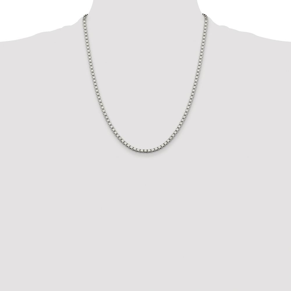 Sterling Silver Rhodium-Plated 22" 3.25mm Box Chain Necklace by Lumare Gioia