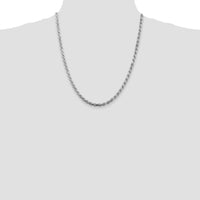 Sterling Silver Rhodium-Plated 22" 4.25mm Diamond-Cut Rope Chain Necklace by Lumare Gioia