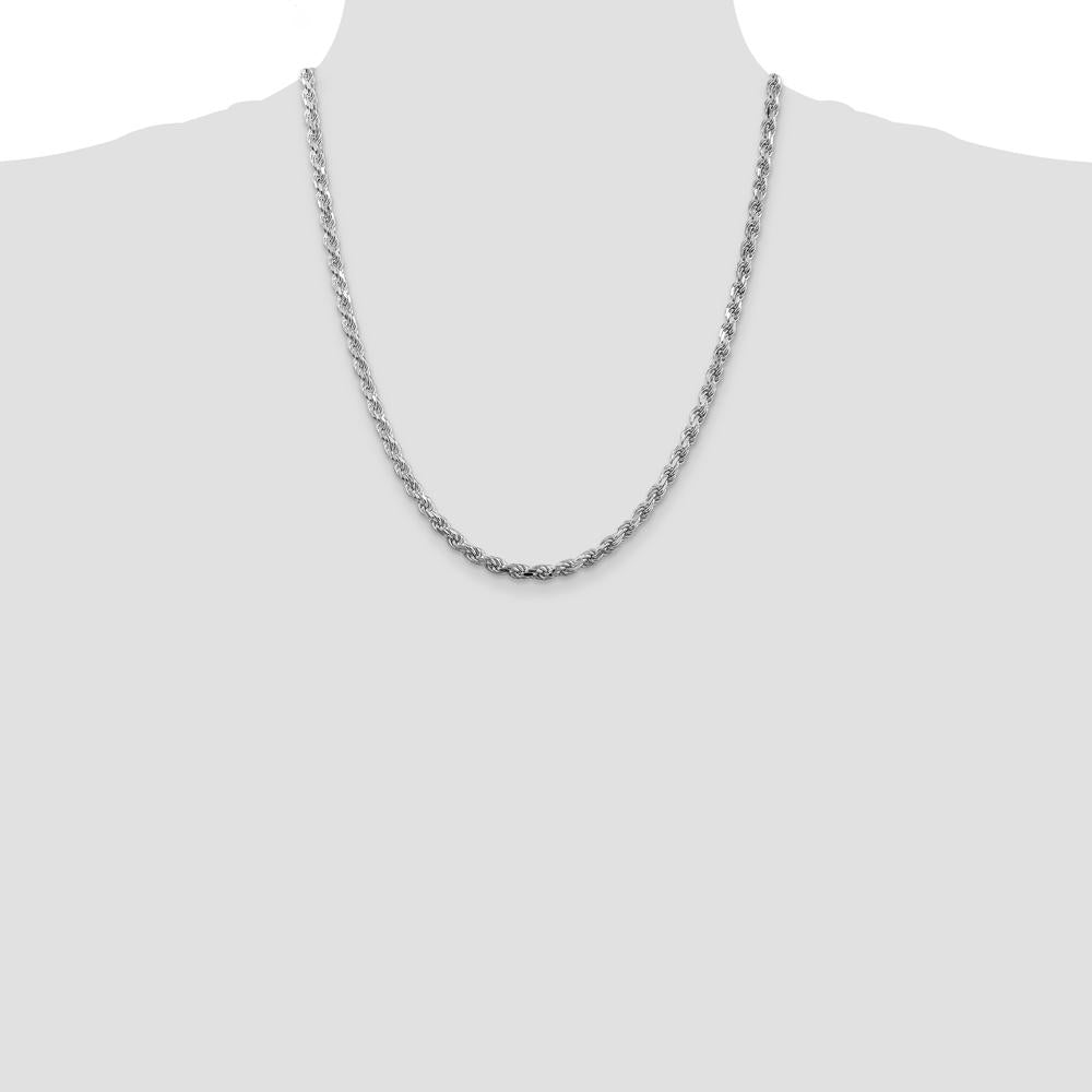 Sterling Silver Rhodium-Plated 22" 4.25mm Diamond-Cut Rope Chain Necklace by Lumare Gioia