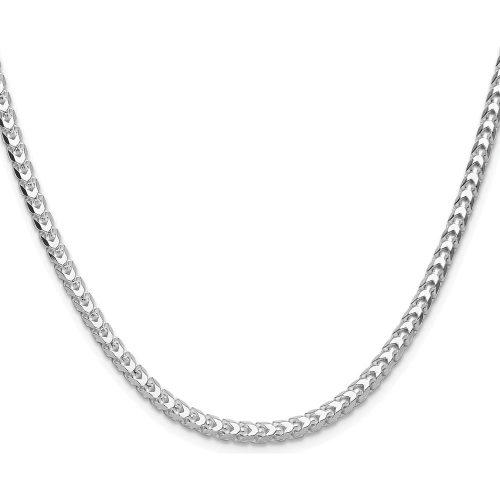 Sterling Silver Rhodium-Plated 22" 4mm Diamond-Cut Franco Chain by Lumare Gioia