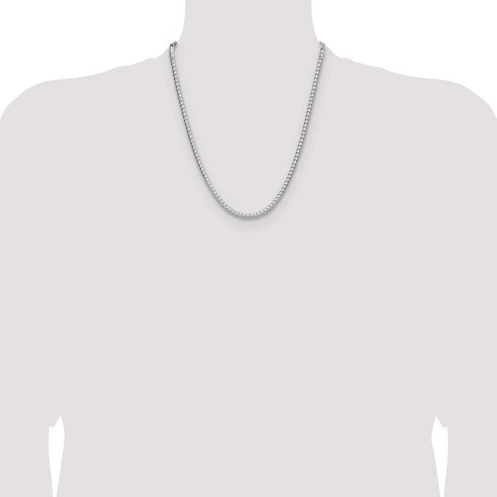 Sterling Silver Rhodium-Plated 22" 4mm Diamond-Cut Franco Chain by Lumare Gioia