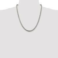 Sterling Silver Rhodium-Plated 22" 5.2mm Round Box Chain with Lobster Clasp by Lumare Gioia