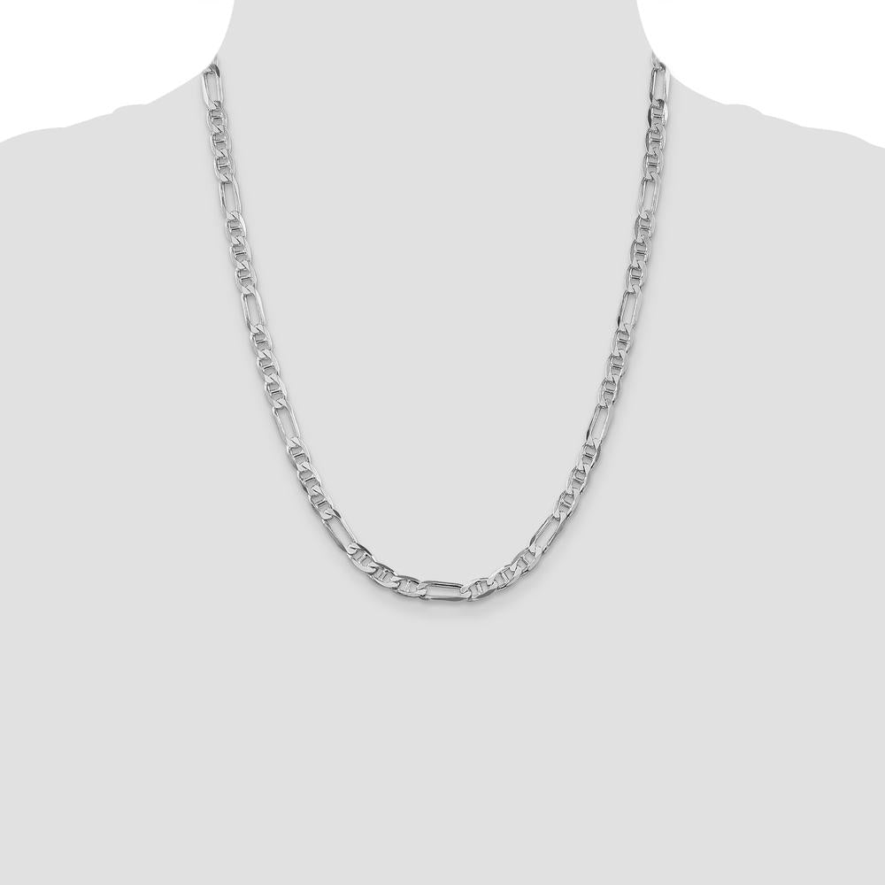 Sterling Silver Rhodium-Plated 22" 5.5mm Figaro Anchor Chain Necklace by Lumare Gioia