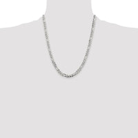 Sterling Silver Rhodium-Plated 22" 5.5mm Pavé Flat Figaro Chain with Lobster Clasp by Lumare Gioia