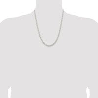Sterling Silver Rhodium-Plated 22" 5mm Solid Rope Chain with Lobster Clasp by Lumare Gioia
