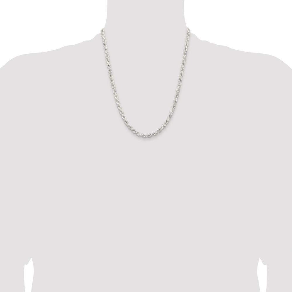 Sterling Silver Rhodium-Plated 22" 5mm Solid Rope Chain with Lobster Clasp by Lumare Gioia