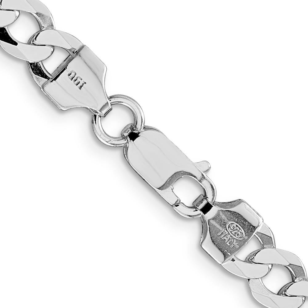 Sterling Silver Rhodium-Plated 22" 6.8mm Flat Curb Chain Necklace by Lumare Gioia