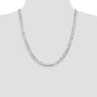 Sterling Silver Rhodium-Plated 22" 6.8mm Flat Curb Chain Necklace by Lumare Gioia