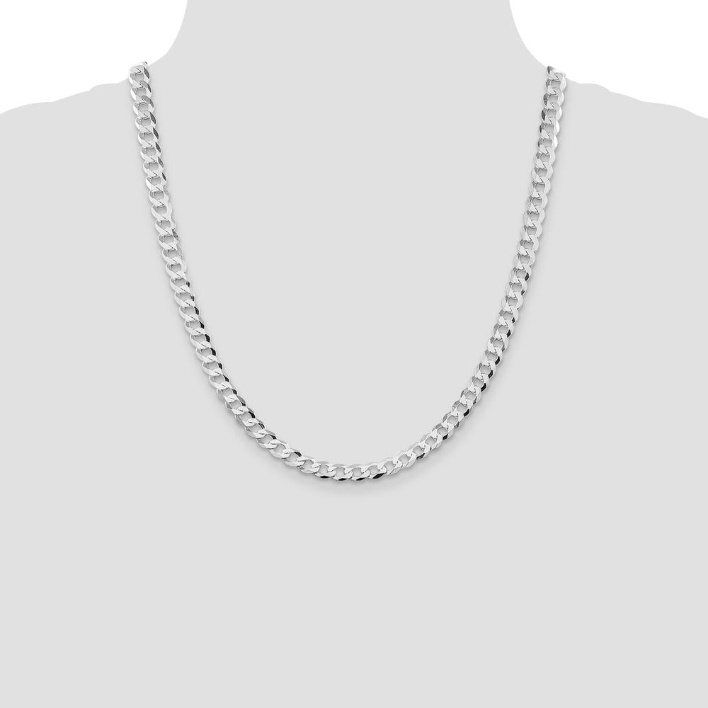 Sterling Silver Rhodium-Plated 22" 6.8mm Flat Curb Chain Necklace by Lumare Gioia