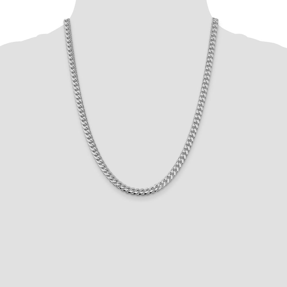 Sterling Silver Rhodium-Plated 22" 6mm Domed Diamond-Cut Curb Chain by Lumare Gioia