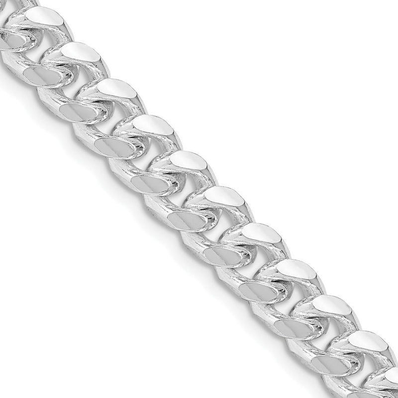 Sterling Silver Rhodium-Plated 22" 7.35mm Diamond-Cut Curb Chain with Lobster Clasp by Lumare Gioia