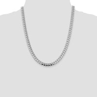 Sterling Silver Rhodium-Plated 22" 7.35mm Diamond-Cut Curb Chain with Lobster Clasp by Lumare Gioia