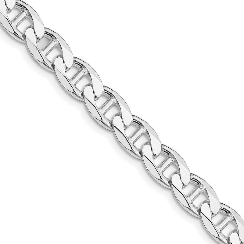 Sterling Silver Rhodium-Plated 22" 7.4mm Diamond-Cut Flat Anchor Curb Chain by Lumare Gioia
