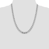 Sterling Silver Rhodium-Plated 22" 7.4mm Diamond-Cut Flat Anchor Curb Chain by Lumare Gioia