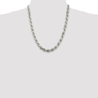 Sterling Silver Rhodium-Plated 22" 7.8mm Diamond-Cut Rope Chain by Lumare Gioia