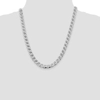 Sterling Silver Rhodium-Plated 22" 8.25mm Diamond-Cut Flat Anchor Curb Chain by Lumare Gioia