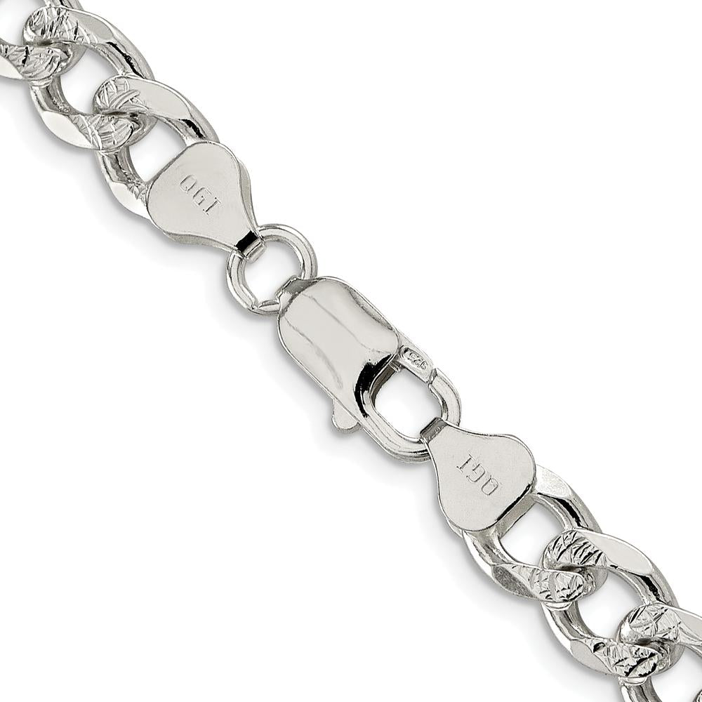 Sterling Silver Rhodium-Plated 22" 8mm Pavé Curb Chain Necklace by Lumare Gioia