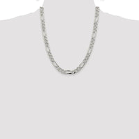 Sterling Silver Rhodium-Plated 22" 8mm Pavé Flat Figaro Chain Necklace by Lumare Gioia