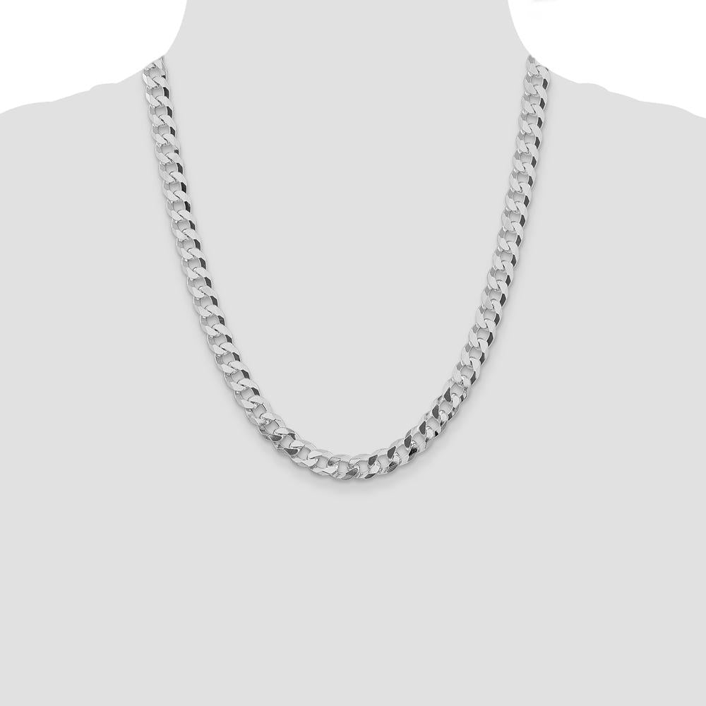 Sterling Silver Rhodium-Plated 22" Beveled Curb Chain - 8.5mm Width by Lumare Gioia