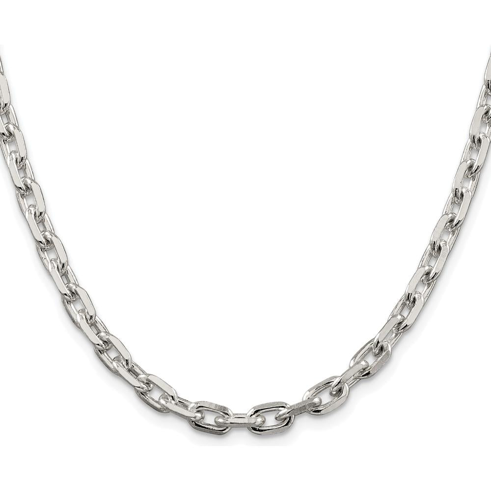Sterling Silver Rhodium-Plated 22" Beveled Oval Cable Chain Necklace - 5.4mm Width by Lumare Gioia