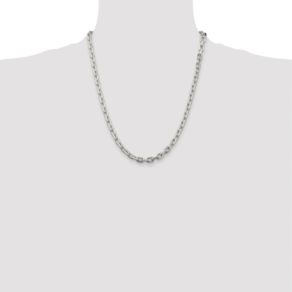 Sterling Silver Rhodium-Plated 22" Beveled Oval Cable Chain Necklace - 5.4mm Width by Lumare Gioia