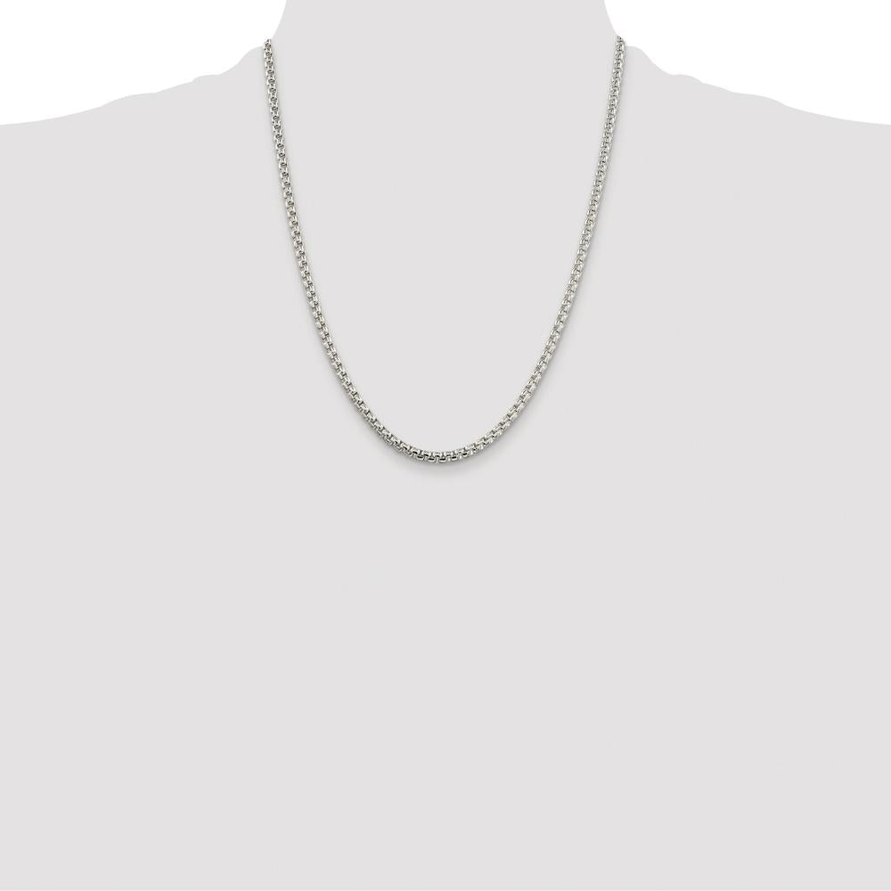 Sterling Silver Rhodium-Plated 22" Box Chain Necklace - 3.6mm Width by Lumare Gioia