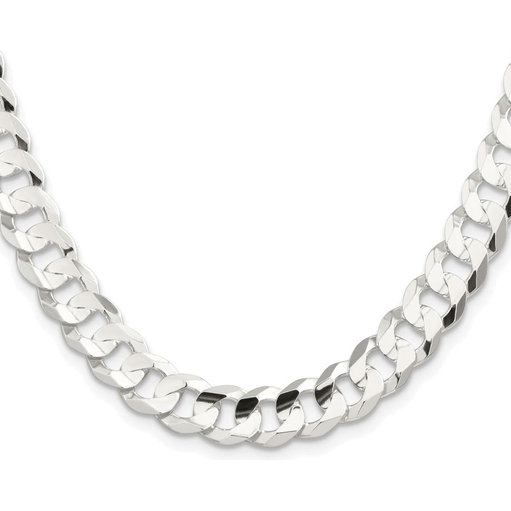 Sterling Silver Rhodium-Plated 22" Concave Beveled Curb Chain - 9.75mm Width by Lumare Gioia