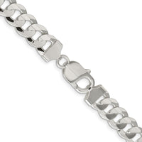 Sterling Silver Rhodium-Plated 22" Concave Beveled Curb Chain - 9.75mm Width by Lumare Gioia